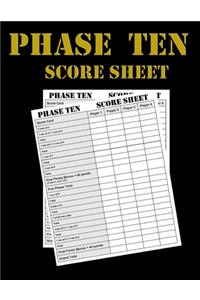 Phase Ten Score Sheets