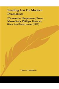 Reading List On Modern Dramatists