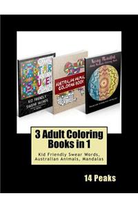 3 Adult Coloring Books in 1: Kid Friendly Swear Words, Mandalas, Australian Animals