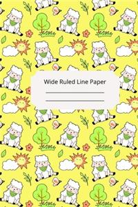 Cute Baby Sheep Theme Wide Ruled Line Paper