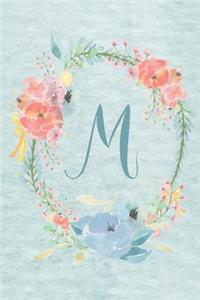 2020 Weekly Calendar Planner - Letter M - Light Blue and Pink Floral Design