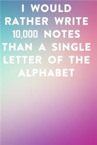 I would rather write 10,000 no single letter of the alphabet