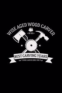 Wise aged wood carver in his best carving years