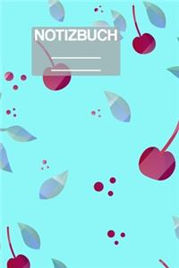 Notizbuch A5 Muster Zeichnung Kirsch Kirschen Kirsche