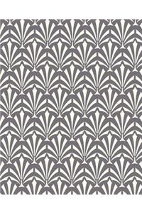 Art Deco Pattern Design School Composition Book Grey White 130 Pages