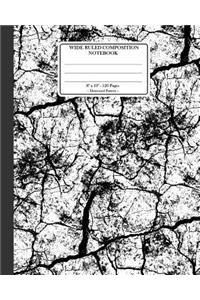 Wide Ruled Composition Notebook 8x 10. 120 Pages. Distressed Pattern