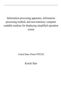 Information processing apparatus, information processing method, and non-transitory computer readable medium for displaying simplified operation screen