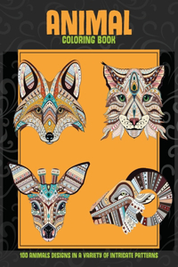 Animal - Coloring Book - 100 Animals designs in a variety of intricate patterns