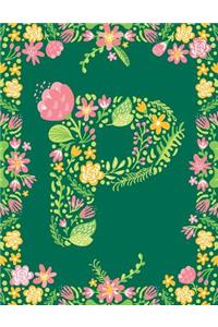 Floral Initial P Monogram Journal