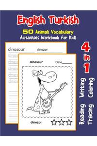 English Turkish 50 Animals Vocabulary Activities Workbook for Kids