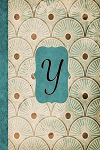 Y: Antique Aqua Pattern Journal, Monogram Initial Letter Y, Gratitude Interior Pages