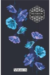 Vermion Classic Squares Notebook: 5,5 x 8,5, 120+ pages, unique blue flower mat cover, classic squared, ideal Journal, Diary, Softcover Paperback