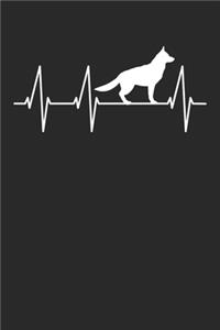German Shepherd Journal - German Shepherd Notebook 'Dog Heartbeat' - Gift for German Shepherd Lovers