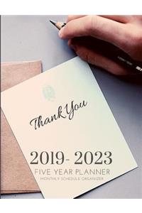 2019-2023 Five Year Planner Monthly Schedule Organizer With Gratitude Quotes