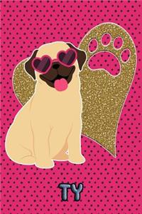 Pug Life Ty: College Ruled Composition Book Diary Lined Journal Pink