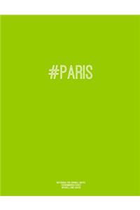 Notebook for Cornell Notes, 120 Numbered Pages, #PARIS, Lime Cover
