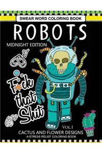 Robots Swear Word Coloring Book Midnight Edition Vol.1