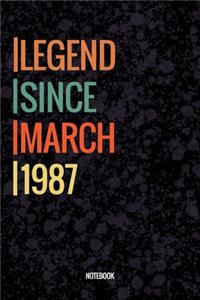 Legend Since March 1987 Notebook