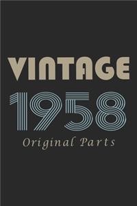 Retro Birthday - Vintage 1958 Notebook Original Parts Gift