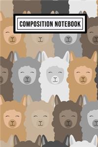 Llama Wide Ruled Composition Notebook