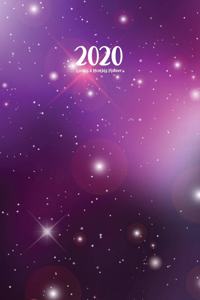 2020 Weekly & Monthly Planner: January 1, 2020 - December 31, 2020 Priorities and To Do Column Goals Setting Page Pink Blue Galaxy Stars