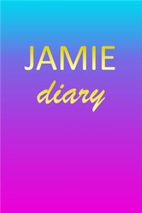 Jamie: Journal Diary - Personalized First Name Personal Writing - Letter J Blue Purple Pink Gold Effect Cover - Daily Diaries for Journalists & Writers - J