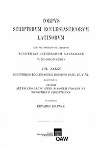 Evagrius Altercatio Legis Inter Simonem Iudaum Et Th