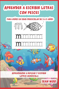 Aprender a escribir letras con pesces para niños en edad preescolar de 3 a 5 años