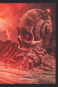 Large Print - 2020 - 15 Months Weekly Planner - Steampunk -Unearthing An Alien Skull At Volcano Rock