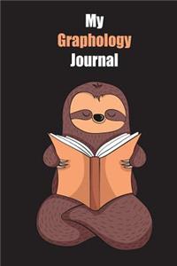 My Graphology Journal: With A Cute Sloth Reading, Blank Lined Notebook Journal Gift Idea With Black Background Cover