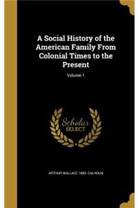 A Social History of the American Family from Colonial Times to the Present; Volume 1