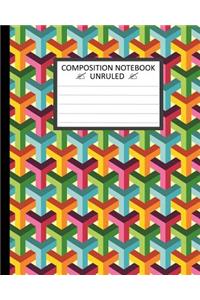 Unruled Composition Notebook 8 x 10, Abstract Isometric 3D