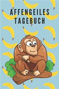 Affengeiles Tagebuch Reisetagebuch Notizbuch Affe auf dem Cover Bullets Punktiert A5 100 Seiten, Vintage Softcover, Weißes Papier - Dickes Notizheft, Skizzenbuch, Zeichenbuch, Blankobuch, Sketchbook