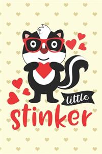 Little Stinker - Cute Funny Skunk on Yellow Cover Valentine Gift Notebook