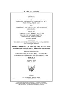 Hearing on National Defense Authorization Act for Fiscal Year 2009 and oversight of previously authorized programs