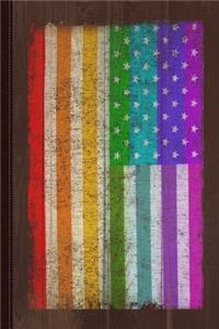 Rainbow Us Flag Journal Notebook