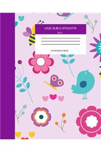 Wide Ruled Notebook Bird Composition Book