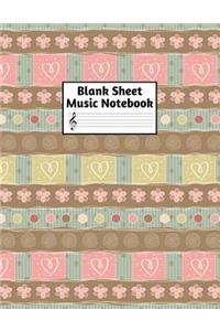 Blank Sheet Music Notebook: Easy Blank Staff Manuscript Book Large 8.5 X 11 Inches Musician Paper Wide 12 Staves Per Page for Piano, Flute, Violin, Guitar, Trumpet, Drums, Cell