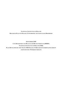 Research Plan on Fragile X Syndrome and Associated Disorders