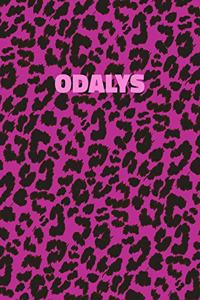 Odalys: Personalized Pink Leopard Print Notebook (Animal Skin Pattern). College Ruled (Lined) Journal for Notes, Diary, Journaling. Wild Cat Theme Design wi