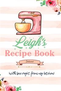 Leigh Personalized Blank Recipe Book/Journal for girls and women