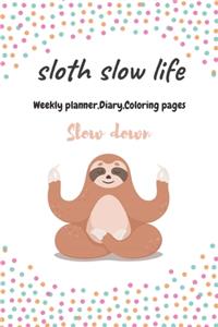 Sloth slow life, Weekly planner, Diary, Coloring pages