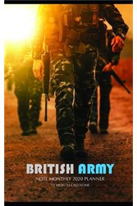 British Army Note Monthly 2020 Planner 12 Month Calendar