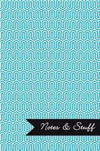 Notes & Stuff - Lined Notebook with Robin's Egg Blue Key Maze Pattern Cover