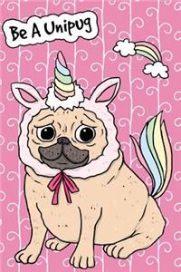 Journal Notebook For Dog Lovers Unicorn Pug - Pink