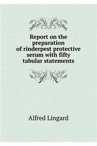 Report on the Preparation of Rinderpest Protective Serum with Fifty Tabular Statements