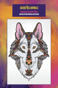 Adorable Animals Grayscale Coloring Book - Amazing Patterns Mandala and Relaxing