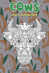 Adult Coloring Book Stress Relieving Designs Animals, Mandalas - Cows