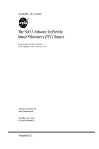 The NASA Subsonic Jet Particle Image Velocimetry (PIV) Dataset