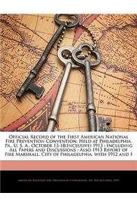 Official Record of the First American National Fire Prevention Convention